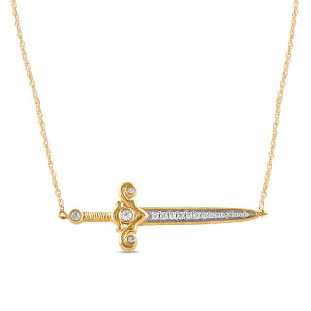 1/6 CT. T.w. Diamond Sword Necklace in 10K Gold