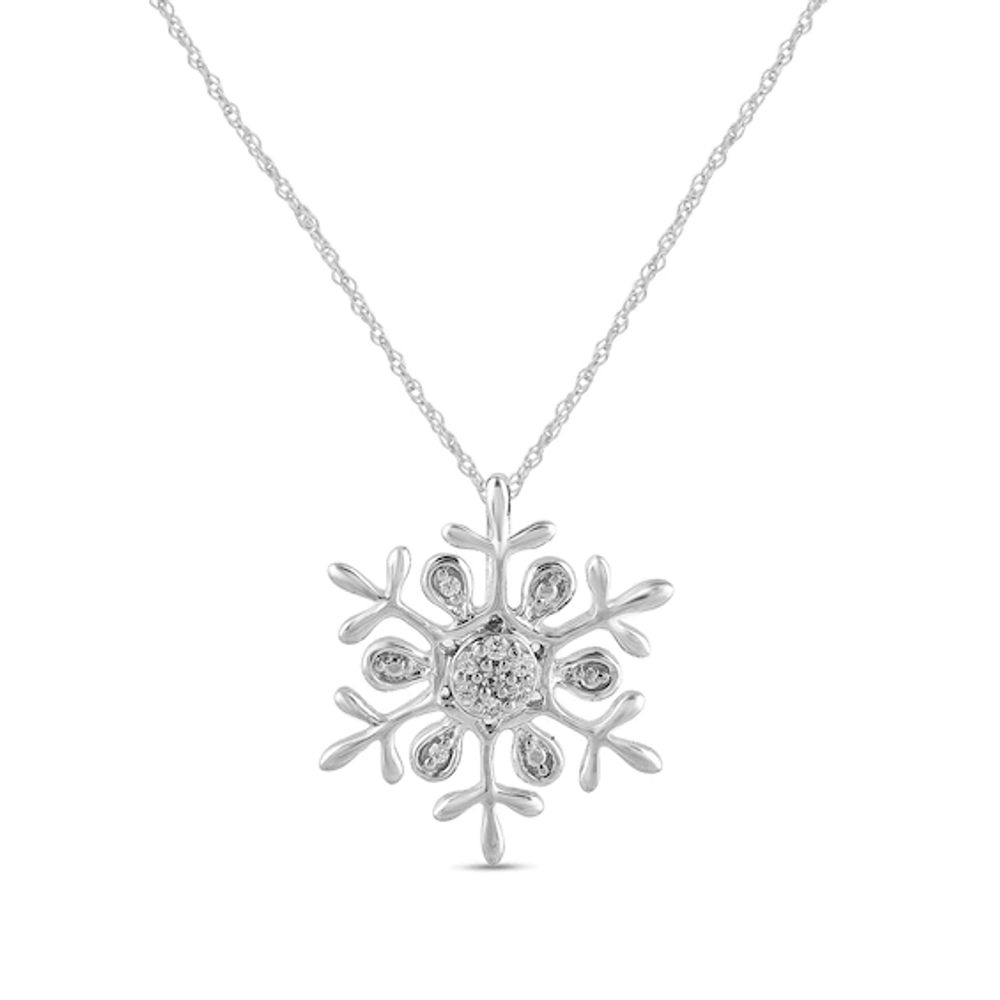 Diamond Accent Snowflake Pendant in 10K White Gold