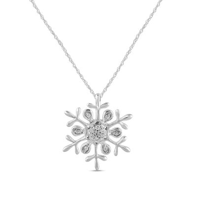 Diamond Accent Snowflake Pendant in 10K White Gold