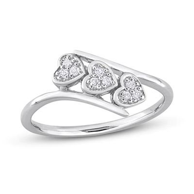 1/10 CT. T.w. Composite Diamond Heart Trio Promise Ring Sterling Silver
