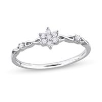 1/10 CT. T.w. Diamond Flower Infinity Shank Promise Ring in Sterling Silver