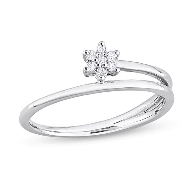 1/15 CT. T.w. Diamond Flower Promise Ring in Sterling Silver