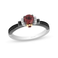 Enchanted Disney Villains Evil Queen 5.0mm Garnet and 1/5 CT. T.w. Diamond Promise Ring in Sterling Silver and 10K Gold