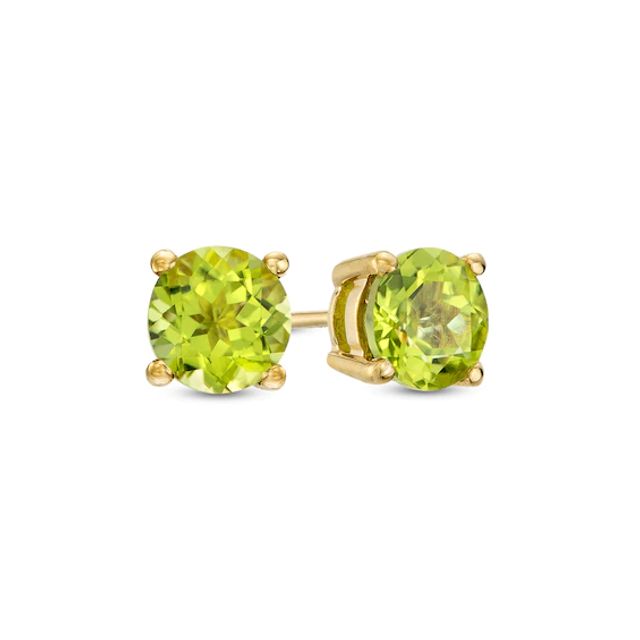 6.0mm Peridot Solitaire Stud Earrings in 10K Gold