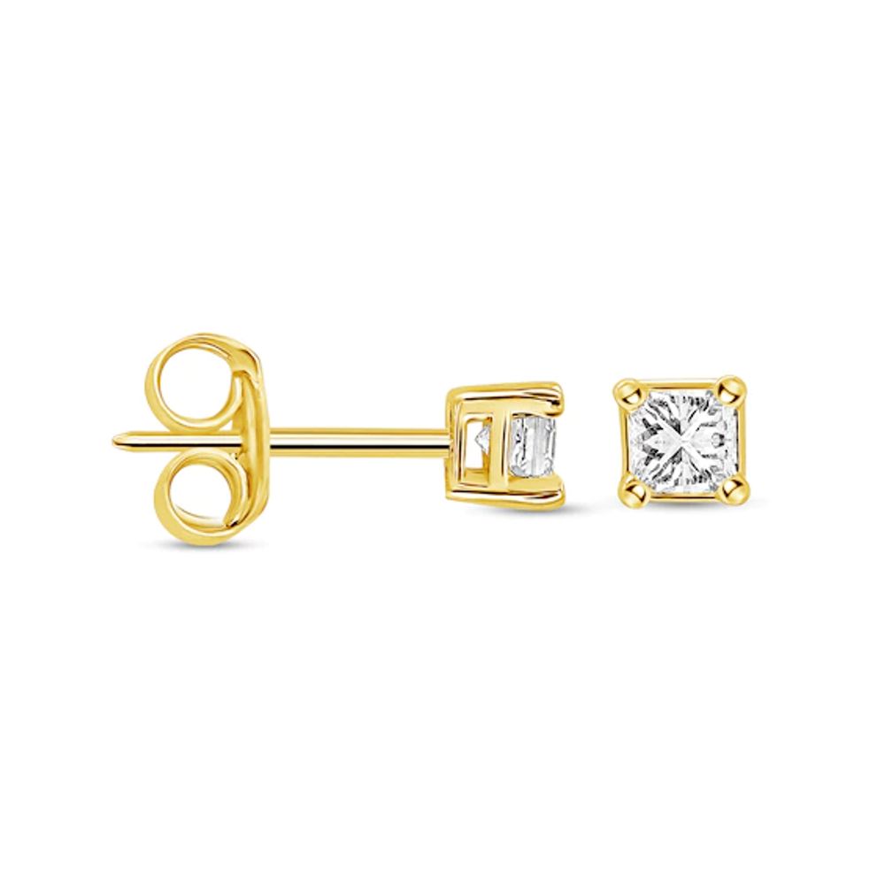 1/10 CT. T.w. Princess-Cut Diamond Solitaire Stud Earrings in 14K Gold (I/I2)