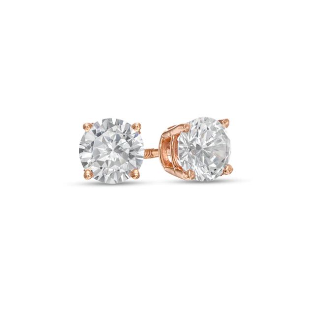 1 CT. T.w. Diamond Solitaire Stud Earrings in 14K Rose Gold (I/I2)