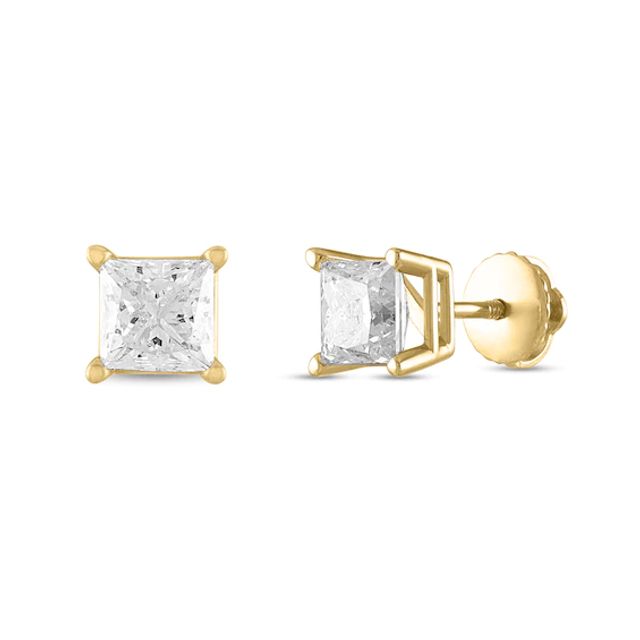 1/2 CT. T.w. Certified Princess-Cut Diamond Stud Earrings in 14K Gold (I/I1)