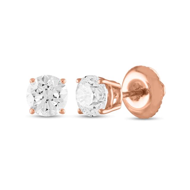 3/4 CT. T.w. Certified Diamond Stud Earrings in 14K Rose Gold (I/I1)