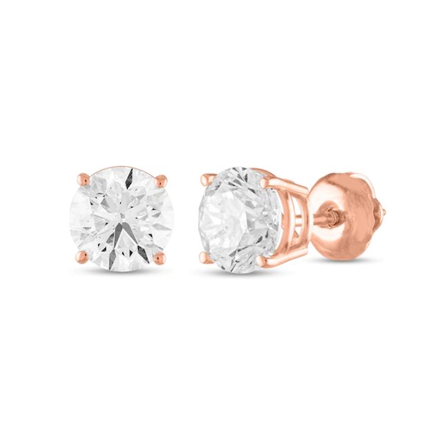 1 CT. T.w. Certified Diamond Stud Earrings in 14K Rose Gold (I/I1)