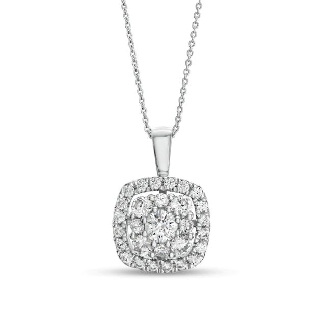 1-1/2 CT. T.w. Certified Lab-Created Diamond Cushion-Shaped Frame Pendant in 14K White Gold (F/Si2)