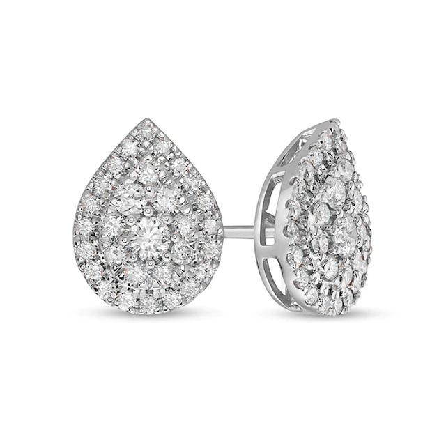 1 CT. T.w. Composite Pear-Shaped Diamond Frame Stud Earrings in 10K White Gold