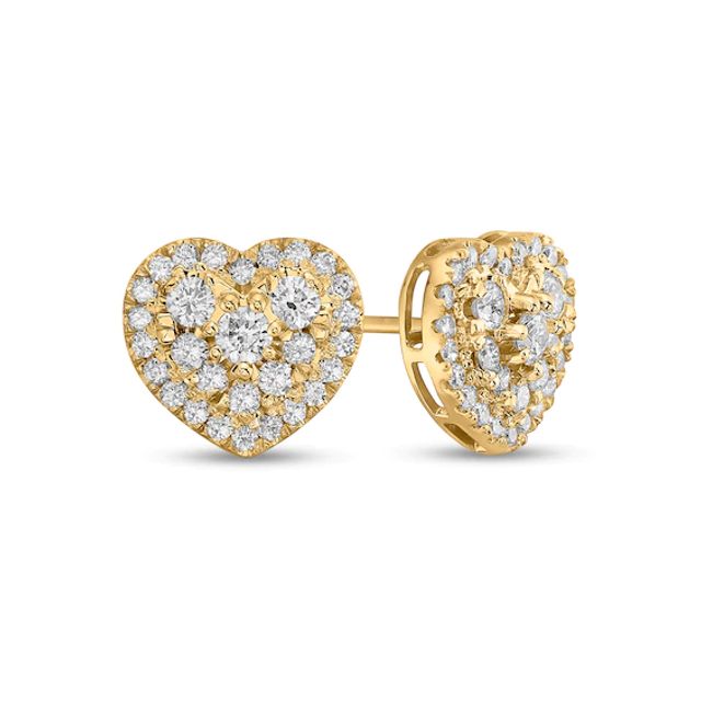 1 CT. T.w. Composite Heart-Shaped Diamond Frame Stud Earrings in 10K Gold