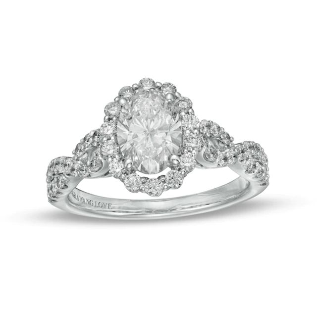 True Lab-Created Diamonds by Vera Wang Love 1-5/8 CT. T.w. Twist Shank Engagement Ring in 14K White Gold (F/Vs2)