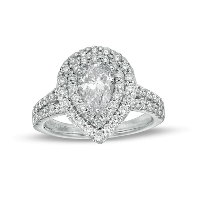 True Lab-Created Diamonds by Vera Wang Love 2 CT. T.w. Double Frame Engagement Ring in 14K White Gold (F/Vs2)