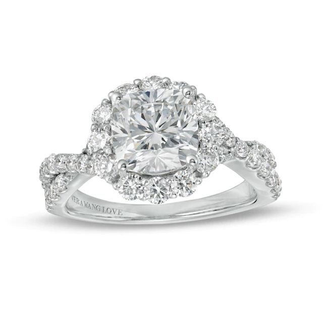 True Lab-Created Diamonds by Vera Wang Love 3 CT. T.w. Twist Shank Engagement Ring in 14K White Gold (F/Vs2)