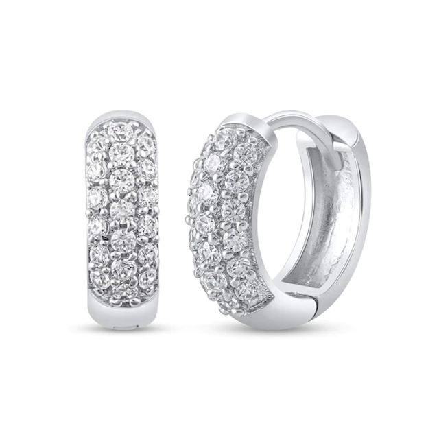 1/4 CT. T.w. Diamond Multi-Row Hoop Earrings in 10K White Gold