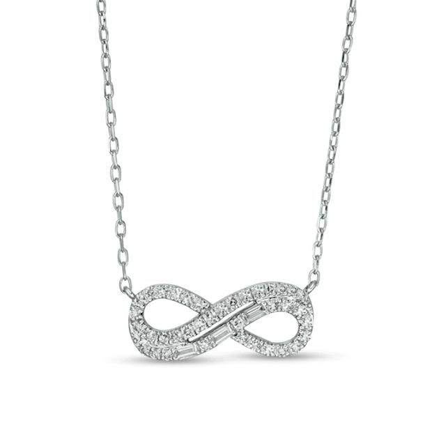 Marilyn Monroeâ¢ Collection 1/4 CT. T.w. Baguette and Round Diamond Double Row Infinity Loop Necklace in 10K White Gold