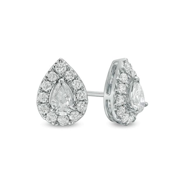 1 CT. T.w. Pear-Shaped Diamond Frame Stud Earrings in 10K White Gold