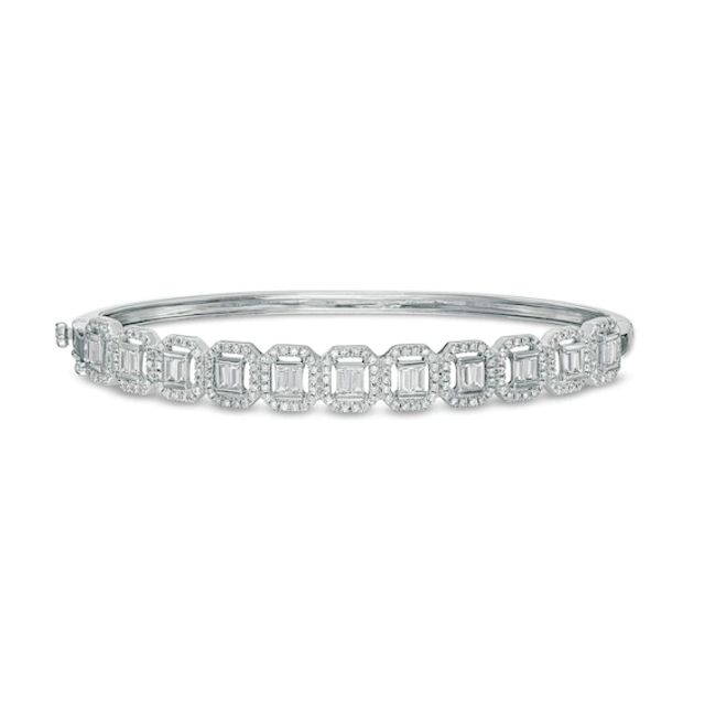 1-3/4 CT. T.w. Baguette Diamond Ornate Frame Bangle in 10K White Gold