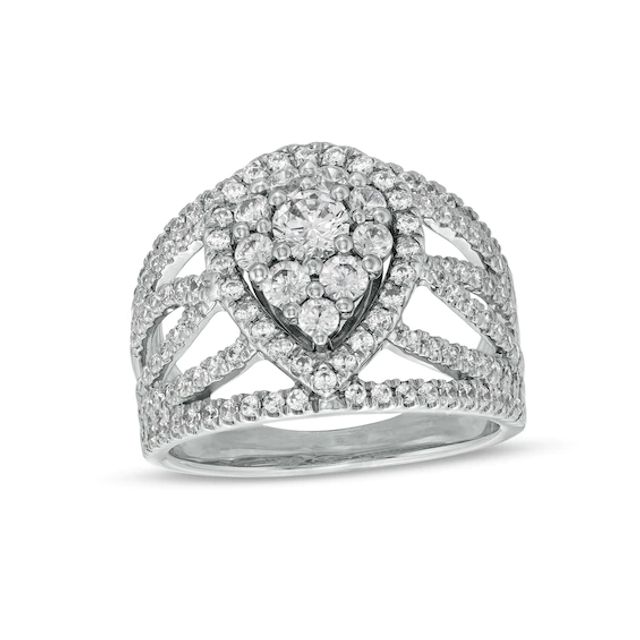 1-1/2 CT. T.w. Certified Composite Lab-Created Diamond Pear-Shaped Frame Ring in 14K White Gold (F/Si2)