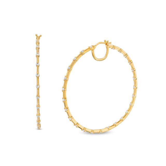 1 CT. T.w. Diamond Station Inside-Out Hoop Earrings in 10K Gold