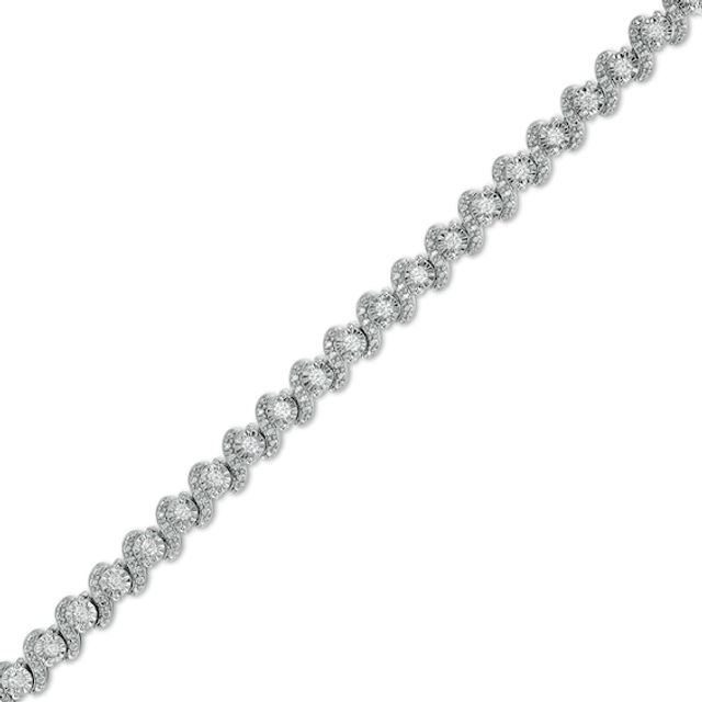 1 CT. T.w. Diamond Alternating "S" Link Bracelet in Sterling Silver â 7.25"