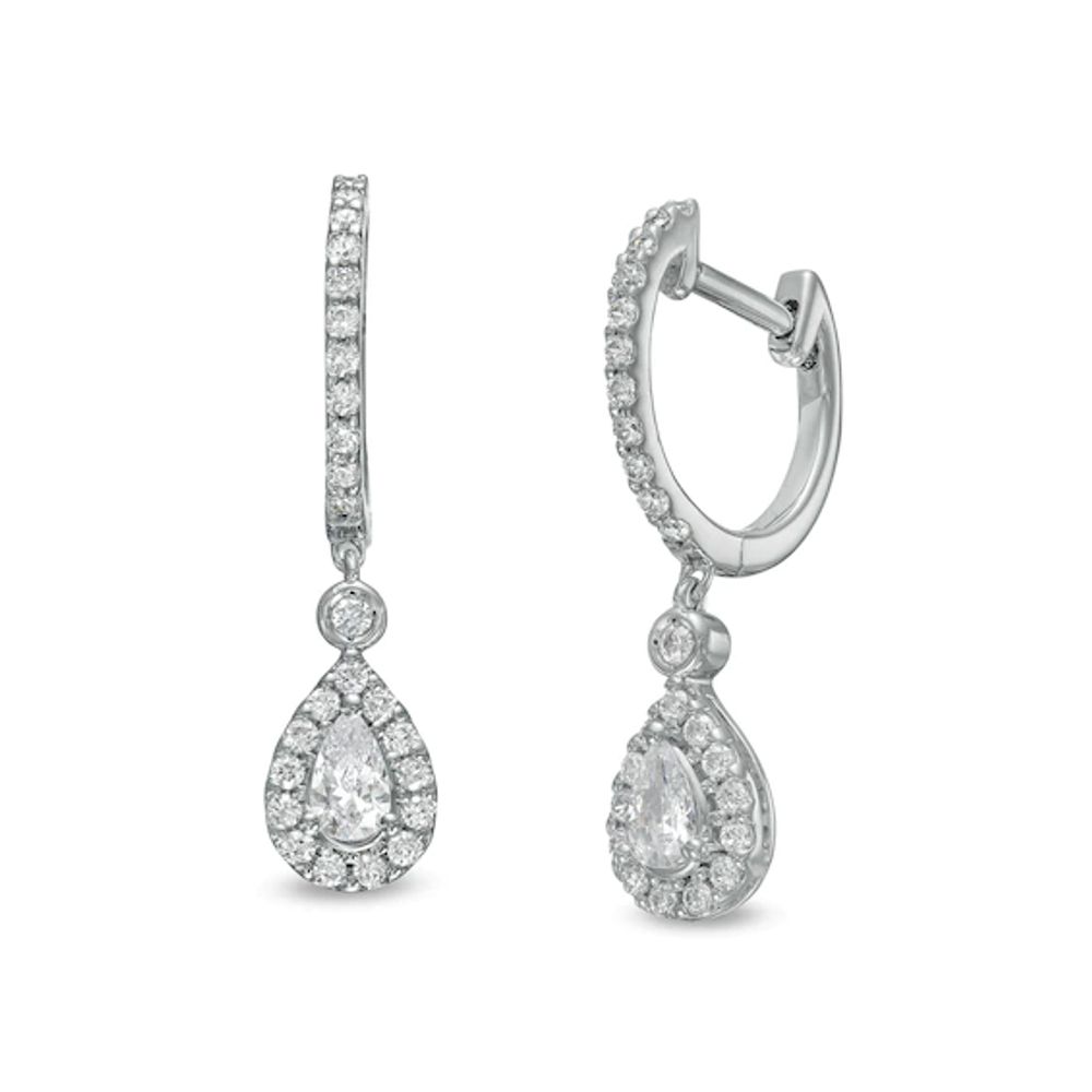 1 CT. T.w. Pear-Shaped Diamond Frame Drop Earrings in 10K White Gold