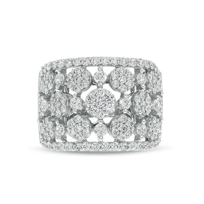 2 CT. T.w. Composite Diamond Alternating Ring in 10K White Gold