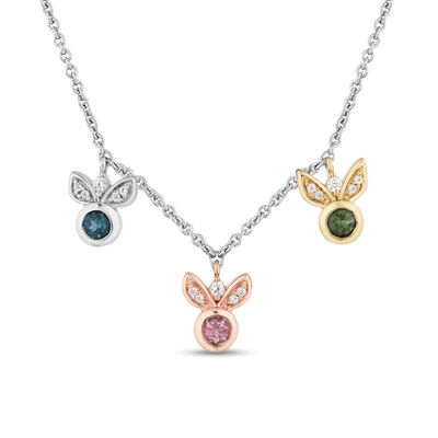 Enchanted Disney Fairy Godmother's Gemstone and 1/10 CT. T.w. Diamond Station Necklace in Sterling Silver and 10K Gold