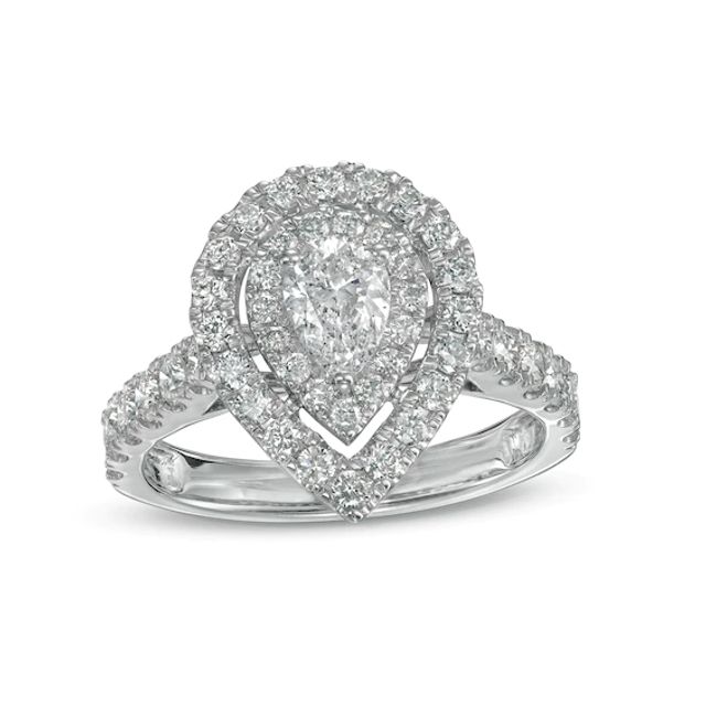 1 CT. T.W. Pear-Shaped Diamond Double Frame Engagement Ring in 14K White  Gold
