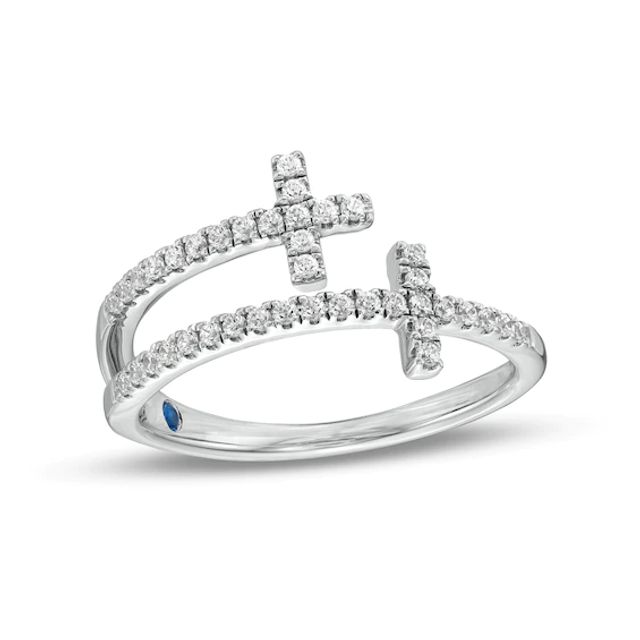 Vera Wang Love Collection 1/4 CT. T.w. Diamond Double Cross Bypass Ring in 10K White Gold