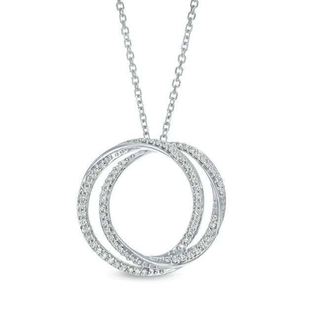 Vera Wang Love Collection 1/4 CT. T.w. Diamond Entwined Circle Pendant in 10K White Gold â 19"