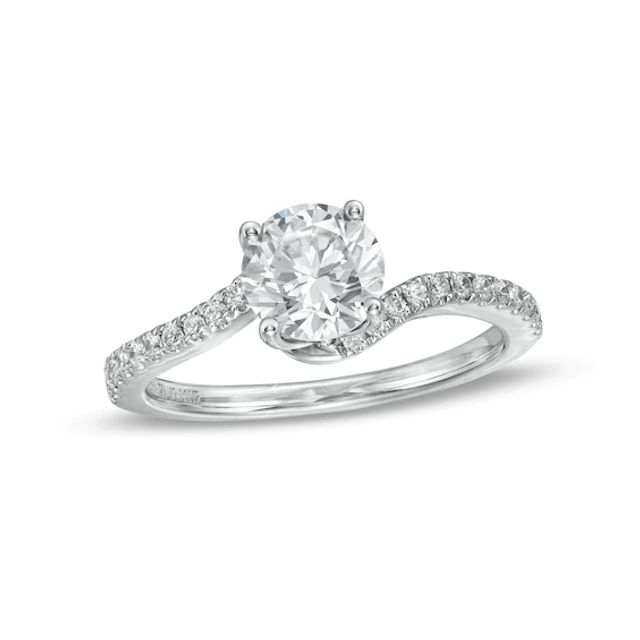Vera Wang Love Collection Limited Edition 1 CT. T.w. Certified Diamond Solitaire Bypass Ring in 14K White Gold