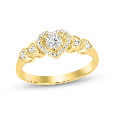 1/6 CT. T.w. Diamond Five Heart Promise Ring in 10K Gold