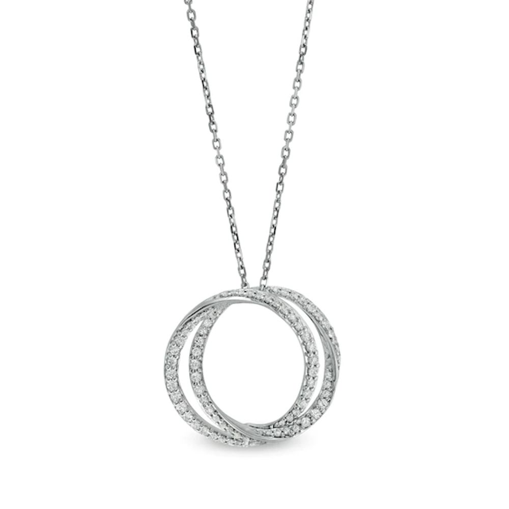 Vera Wang Love Collection 1/2 CT. T.w. Diamond Entwined Circle Pendant in 10K White Gold â 19"