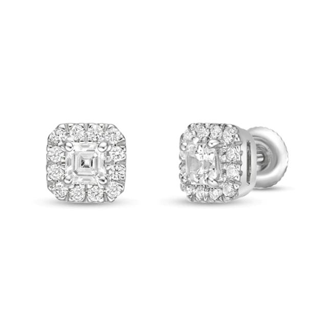 1/2 CT. T.w. GIA-Graded Asscher-Cut Diamond Frame Stud Earrings in Platinum (I/Vs1)