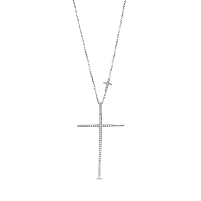 Vera Wang Love Collection 1/4 CT. T.w. Diamond Cross Pendant in 10K White Gold â 18.75"