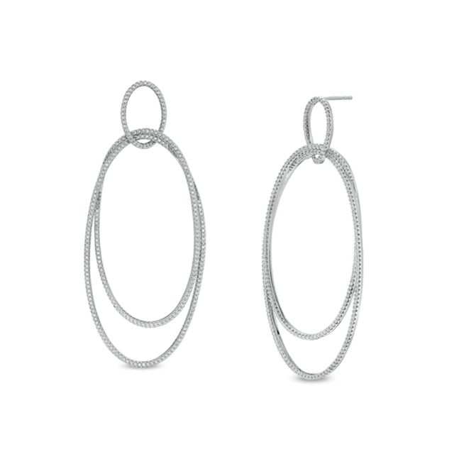 Vera Wang Love Collection 1-1/2 CT. T.w. Diamond Double Oval Drop Earrings in 10K White Gold