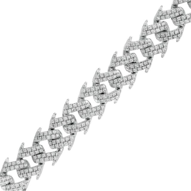 Men's 3-1/2 CT. T.w. Diamond Spiked Curb Chain Bracelet in 10K White Gold - 8.5"