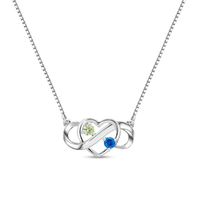 Couple's Gemstone Infinity Heart Necklace (2 Stones)