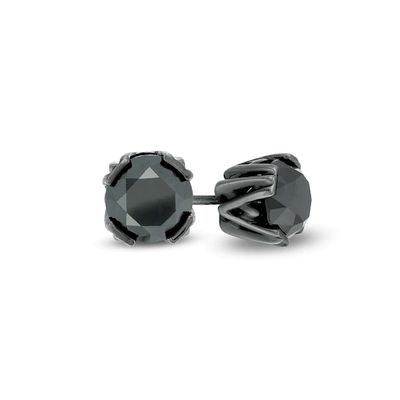 Vera Wang Men 2-7/8 CT. T.w. Black Diamond Solitaire Stud Earrings in Sterling Silver with Black Rhodium