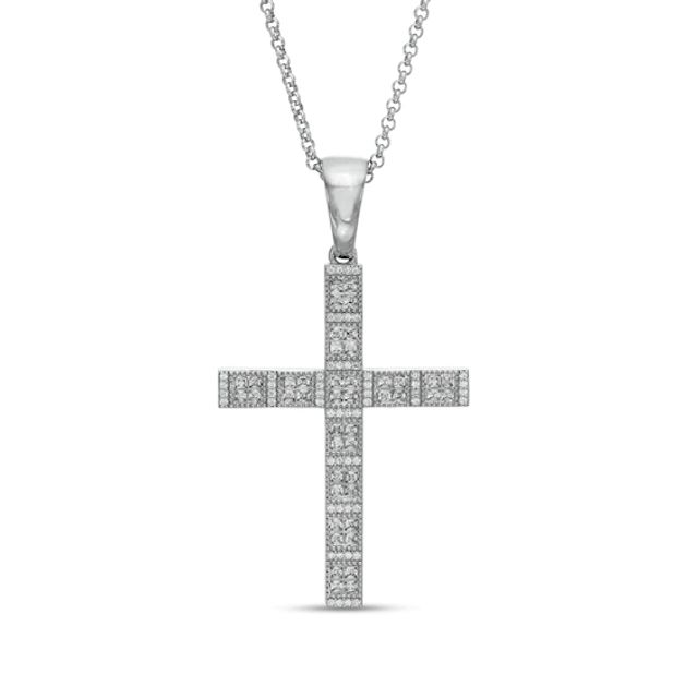 Men's 1-5/8 CT. T.w. Diamond Cross Pendant in 10K White Gold - 22"