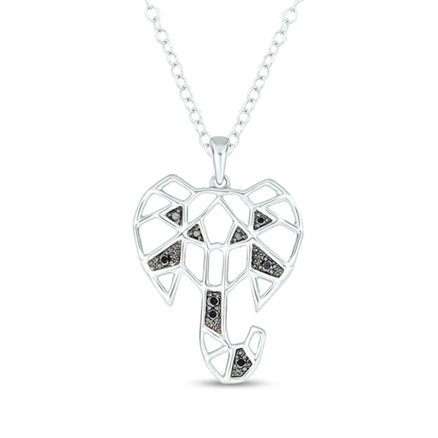 1/15 CT. T.w. Black Enhanced Diamond Geometric Elephant Pendant in Sterling Silver