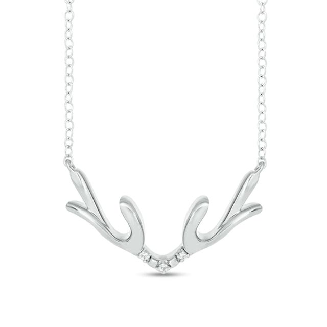 Diamond Accent Antlers Necklace in Sterling Silver