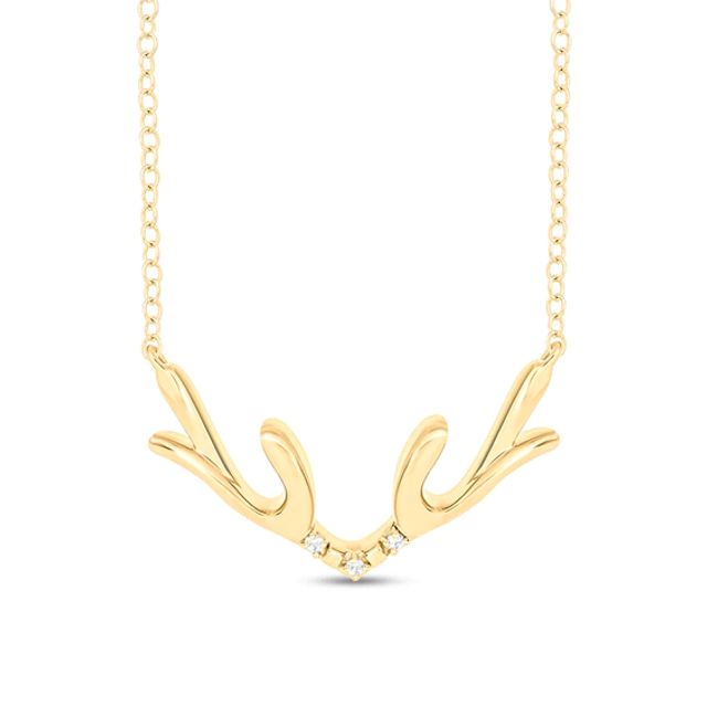 Diamond Accent Antlers Necklace in Sterling Silver with 14K Gold Plate