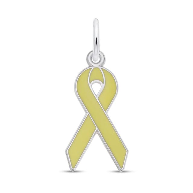Rembrandt CharmsÂ® Yellow Enamel Awareness Ribbon in Sterling Silver
