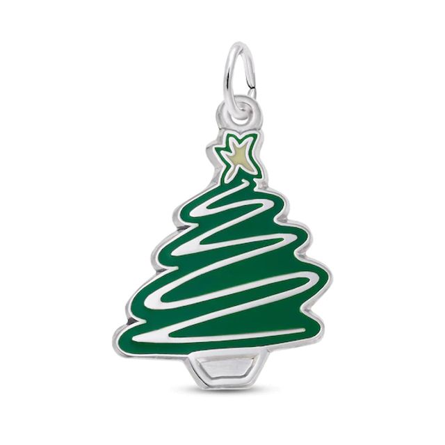 Rembrandt CharmsÂ® Green Enamel Christmas Tree in Sterling Silver