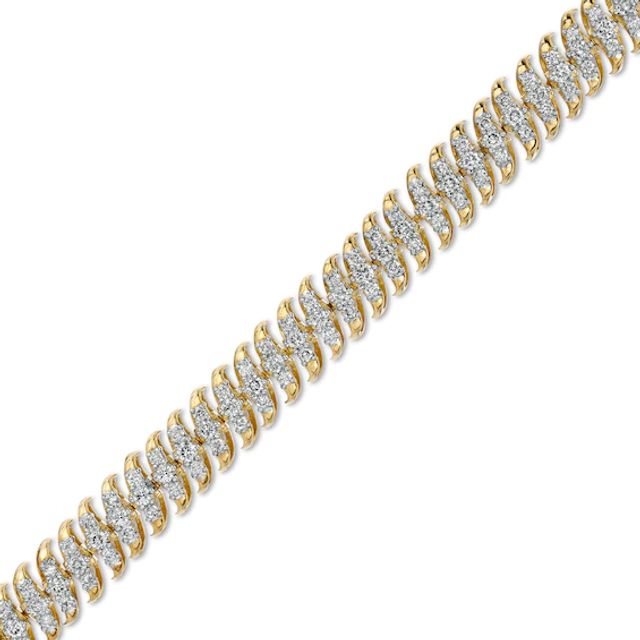 3 CT. T.w. Diamond Spiral "S" Link Bracelet in 10K Gold