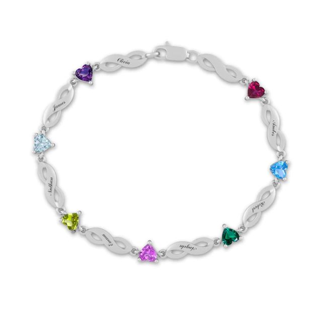 Mother's Heart-Shaped Gemstone Infinity Family Bracelet (7-9 Stones and 8 Lines)