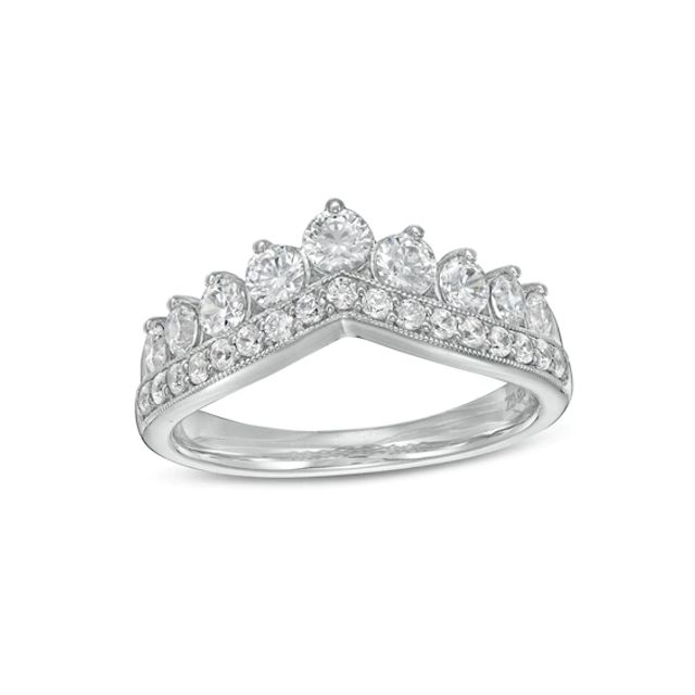 1 CT. T.w. Diamond Nine Stone Vintage-Style Contour Band in 14K White Gold